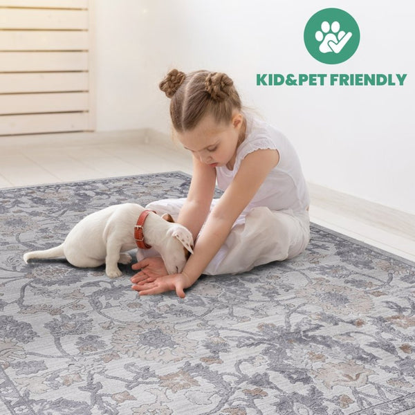English Elm Marfi Oriental Loop Pile Area Rug Stain Resistant Synthetic Weave for Living Spaces Sand / Ivory / Oriental B189P183525