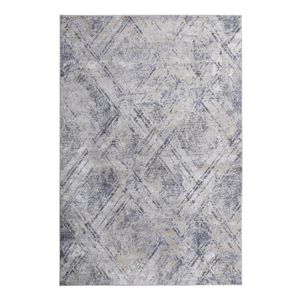 English Elm Payas Geometric Area Rug Bold Blue Grey Machine Woven for Living Room or Dining Space B189P183582