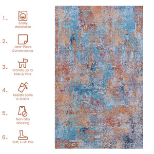 English Elm Maval Bohemian Chenille Flatweave Area Rug Machine Washable Low Pile for Living Rooms B189P188968