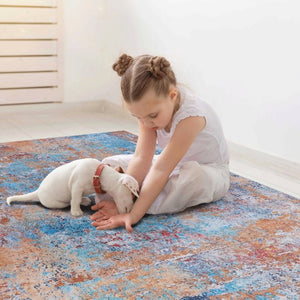 English Elm Maval Chenille Area Rug Machine Washable Low Pile Bohemian Design for Living Room Multi B189P188970