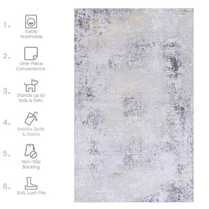 English Elm Maval Chenille Area Rug Washable Geometric Bohemian Low Pile for Living Room Bedroom B189P188976