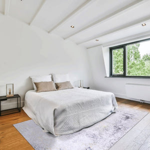 English Elm Maval Chenille Area Rug Machine Washable Low Pile Bohemian Design for Living Room Gray B189P188978