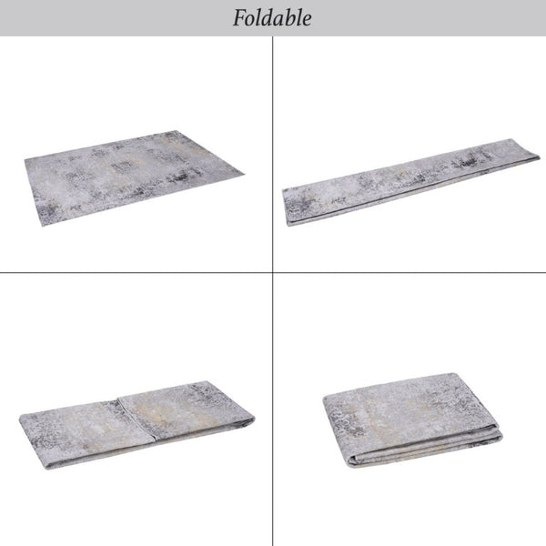 English Elm Maval Chenille Area Rug Machine Washable Low Pile Bohemian Design for Living Room Gray B189P188978
