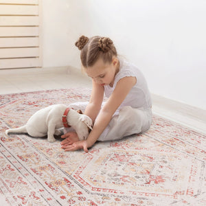 English Elm Maval Chenille Flatweave Washable Area Rug Bohemian Neutral for Living Dining Spaces B189P188992