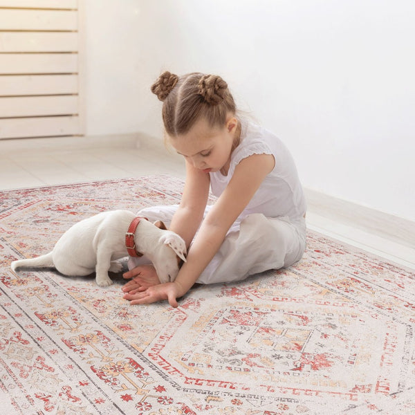 English Elm Maval Chenille Flatweave Washable Area Rug Bohemian Neutral for Living Dining Spaces B189P188992