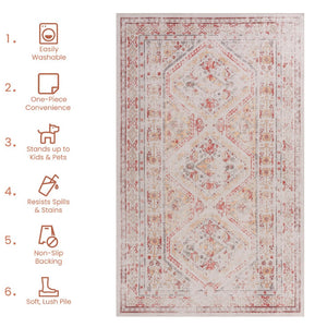 English Elm Maval Chenille Flatweave Washable Area Rug Bohemian Neutral for Living Dining Spaces B189P188992