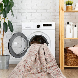English Elm Maval Chenille Area Rug Machine Washable Low Pile Bohemian Design for Living Room Beige B189P188994