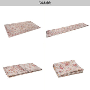 English Elm Maval Chenille Area Rug Machine Washable Low Pile Bohemian Design for Living Room Beige B189P188994