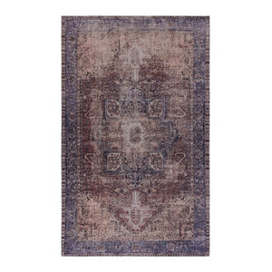 English Elm Maval Chenille Area Rug Machine Washable Low Pile Non-Slip Living Room Floor Burgundy B189P189029