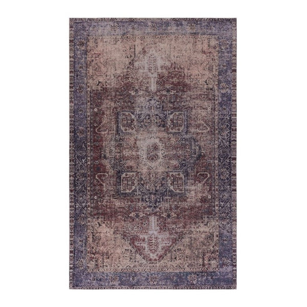 English Elm Maval Chenille Area Rug Machine Washable Low Pile Non-Slip Living Room Floor Burgundy B189P189029