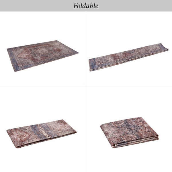 English Elm Maval Chenille Area Rug Machine Washable Low Pile Non-Slip Living Room Floor Burgundy B189P189029