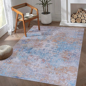 English Elm Maval Chenille Area Rug Machine Washable Low Pile Bohemian Design for Living Room Yellow B189P189037