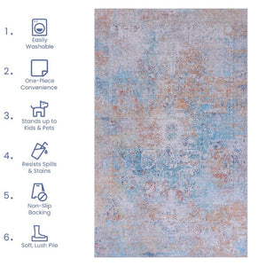 English Elm Maval Chenille Area Rug Machine Washable Low Pile Bohemian Design for Living Room Yellow B189P189037