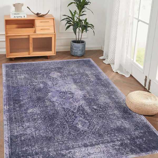 English Elm Maval Chenille Area Rug Machine Washable Low Pile Non-Slip Backing for Living Rooms B189P189043