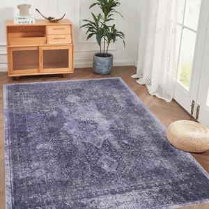 English Elm Maval Chenille Area Rug Machine Washable Low Pile Non-Slip Living Room Floor Anthracite B189P189044