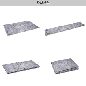 English Elm Maval Chenille Area Rug Machine Washable Low Pile Non-Slip Living Room Floor Blue+Cream B189P189052