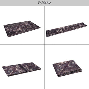 English Elm Maval Chenille Area Rug Machine Washable Low Pile Non-Slip Living Room Floor Black+Burgundy B189P189054