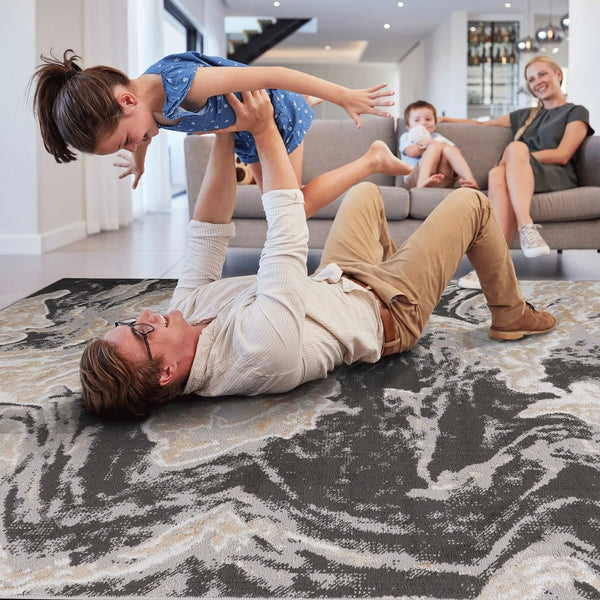 English Elm Payas Abstract Area Rug Power Loomed Polypropylene Low Pile Living Room Floor Accent Grey B189P493033