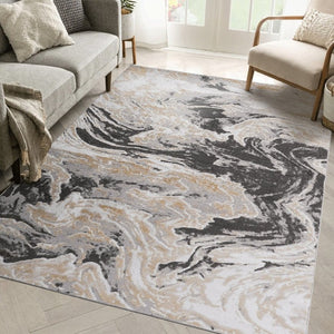 English Elm Payas Abstract Power Loomed Area Rug Polypropylene Blend for Modern Living Spaces Grey B189P493034