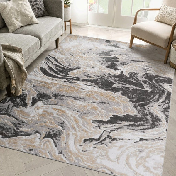 English Elm Payas Abstract Power Loomed Area Rug Polypropylene Blend for Modern Living Spaces Grey B189P493034