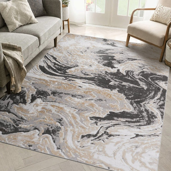 English Elm Marfi Oriental Woven Area Rug Neutral Tones Machine Made for Living and Dining Grey Polypropylene 120x93 inch B189P493035