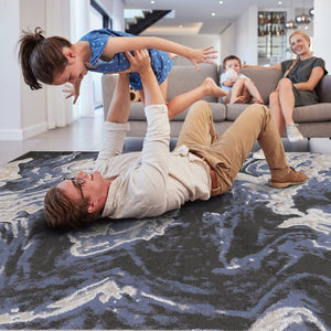 English Elm Payas Abstract Light Blue Power Loomed Polypropylene Rug for Modern Living Spaces B189P493039