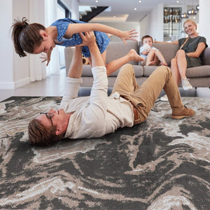 English Elm Payas Abstract Power Loomed Area Rug Polypropylene Blend for Modern Living Spaces Light Brown B189P493044
