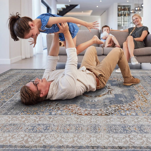 English Elm Payas Abstract Power Loomed Area Rug Polypropylene Blend for Modern Living Spaces Blue B189P493059