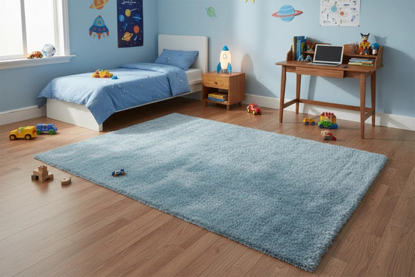 English Elm Merino High-Pile Shag Area Rug Soft Plush Synthetic Fibers for Living Rooms and Bedrooms Blue B189P556228