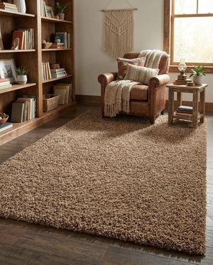 English Elm Merino High-Pile Shag Area Rug Soft Plush Synthetic Fibers for Living Rooms and Bedrooms Coffee B189P556230