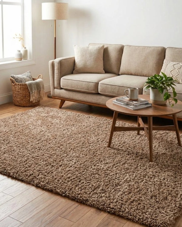English Elm Merino High-Pile Shag Area Rug Soft Plush Synthetic Fibers for Living Rooms and Bedrooms Coffee B189P556230