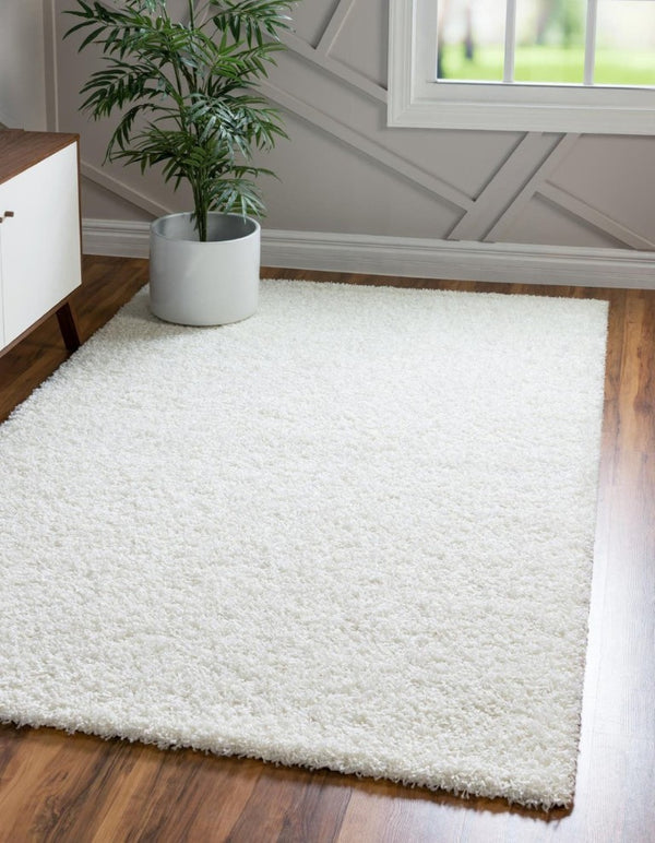 English Elm Merino High-Pile Shag Area Rug Soft Plush Synthetic Fibers for Living Rooms and Bedrooms White B189P556232