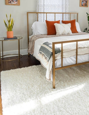 English Elm Merino High-Pile Shag Area Rug Soft Plush Synthetic Fibers for Living Rooms and Bedrooms White B189P556232