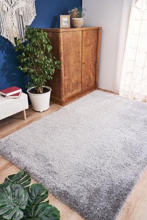 English Elm Zanca High Pile Shag Area Rug Plush Synthetic Fibers for Living Rooms and Bedrooms Gray B189P556235