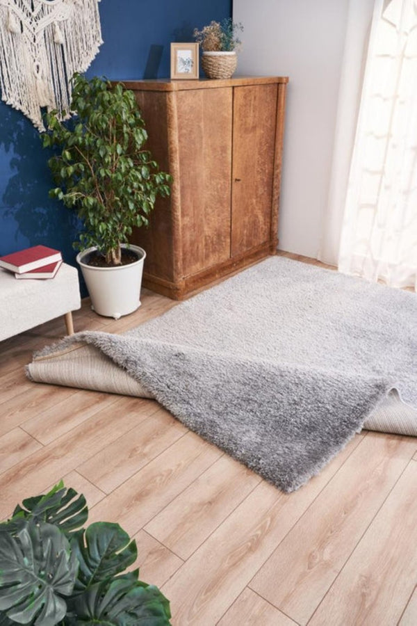 English Elm Zanca High Pile Shag Area Rug Plush Synthetic Fibers for Living Rooms and Bedrooms Gray B189P556235