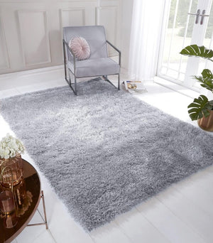 English Elm Zanca High Pile Shag Area Rug Plush Synthetic Fibers for Living Rooms and Bedrooms Gray B189P556235