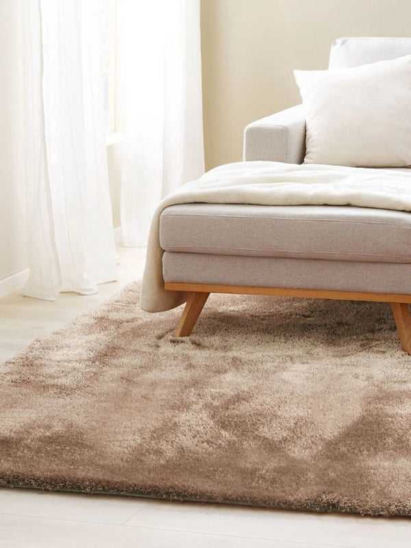 English Elm Zanca High Pile Shag Area Rug Plush Synthetic Fibers for Living Rooms and Bedrooms Gold B189P556239