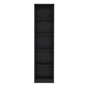 English Elm Home Xs Five Shelf Narrow Tower Bookcase Matte Black Finish for Modern Spaces B200137819