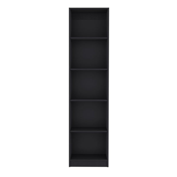English Elm Home Xs Five Shelf Narrow Tower Bookcase Matte Black Finish for Modern Spaces B200137819