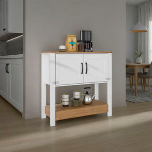 English Elm Carajillo Slim Contemporary Coffee Station with Cabinet Storage and Open Display Shelf B200P524534