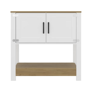 English Elm Carajillo Slim Contemporary Coffee Station with Cabinet Storage and Open Display Shelf B200P524534