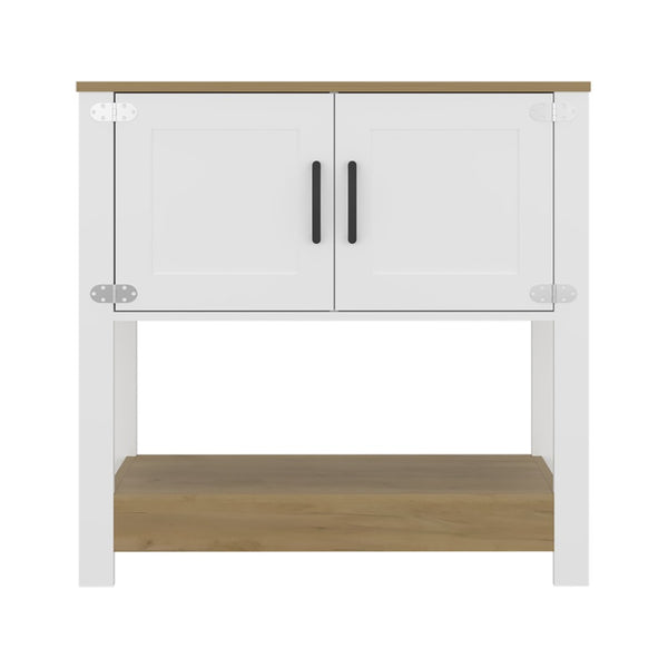 English Elm Carajillo Slim Contemporary Coffee Station with Cabinet Storage and Open Display Shelf B200P524534