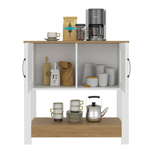 English Elm Carajillo Slim Contemporary Coffee Station with Cabinet Storage and Open Display Shelf B200P524534