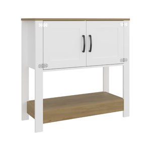 English Elm Carajillo Slim Contemporary Coffee Station with Cabinet Storage and Open Display Shelf B200P524534