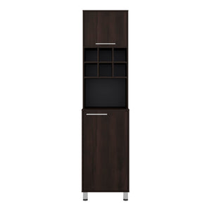 English Elm Attica Tall Pantry Cabinet White Finish Dual Door Six Cubbies Four Interior Shelves Dark Brown - A B200P524538
