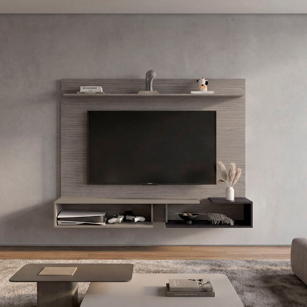 English Elm Desa Modern Media Console with Five Open Shelves Engineered Wood Entertainment Stand B200P524540
