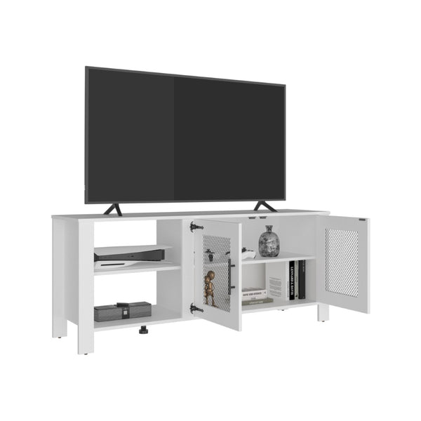 English Elm Freedom 65 Inch Media Console with Open Shelves Raised Legs and Enclosed Doors B200P524543