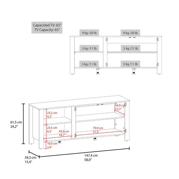 English Elm Freedom 65 Inch Media Console with Open Shelves Raised Legs and Enclosed Doors B200P524543