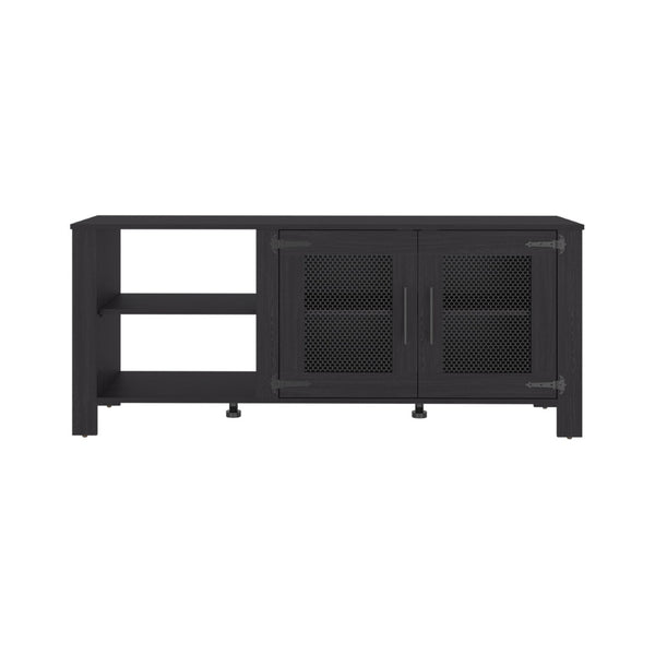 English Elm Freedom Engineered Wood TV Console with Open Shelves Enclosed Doors and Raised Legs B200P524568