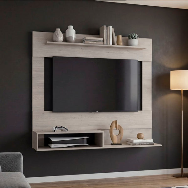English Elm Being Floating Wall Mounted Media Console with Open Shelf and Enclosed Storage for Living Rooms B200P543530